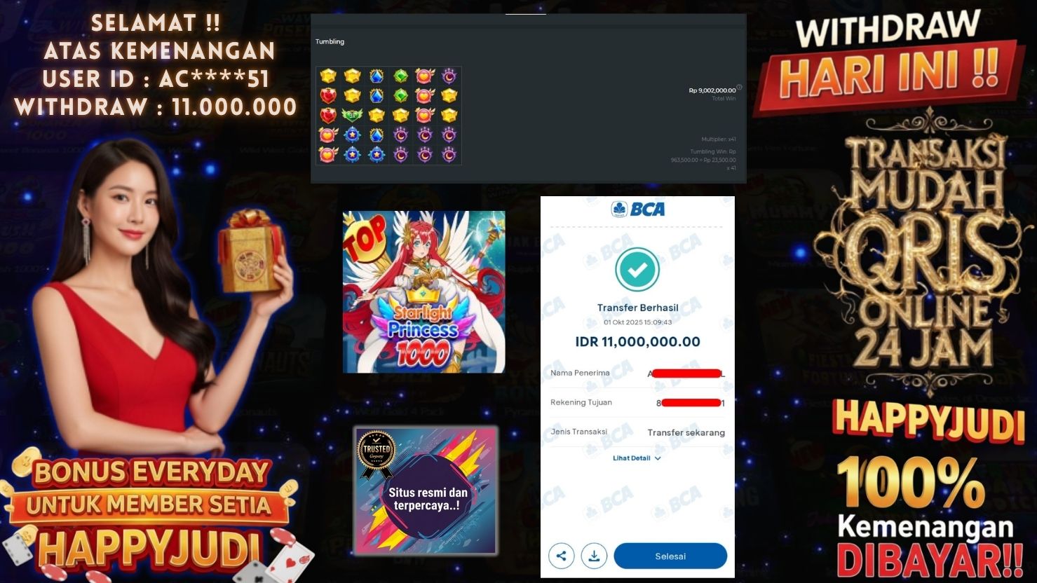 HAPPYJUDI JACKPOT SLOT STARLIGHT PRINCESS 1000